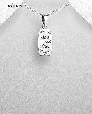 PURE 925 STERLING SILVER "YOU & ME" ENCRYPTED PENDANT