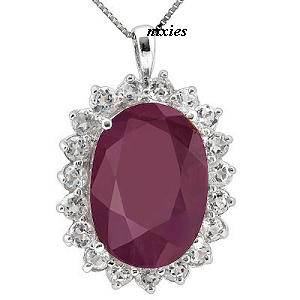 BEAUTIFUL CHUNKY RUBY & CZ 925 STERLING SILVER PENDANT