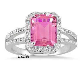 FEMININE PINK SAPPHIRE CZ DRESS RING - SIZE 7(O)