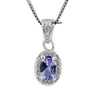 NATURAL DIAMOND & TANZANITE PENDANT SET IN 925 STERLING SILVER
