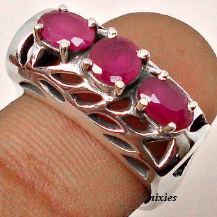 RICH RUBY 925 STERLING SILVER RING - SIZE 6(M)