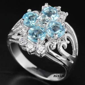 GENUINE SKY BLUE TOPAZ 925 STERLING SILVER RING - SIZE 8(Q)