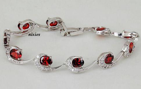 STRIKING GARNET RED CZ TENNIS BRACELET