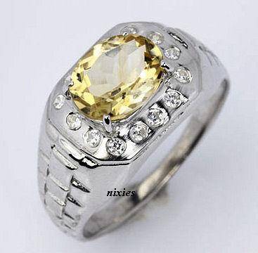 MULTI-SEX CITRINE 925 STERLING SILVER RING - SIZE 9(S)