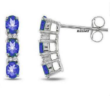LOVELY  WHITE GOLD CR TANZANITE SEMI-HUGGIES