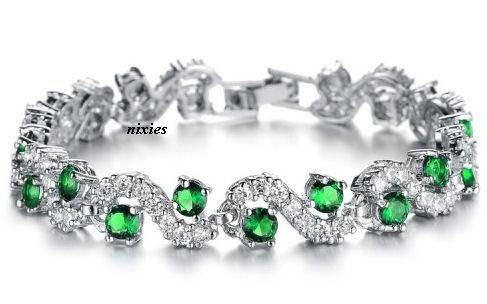 DRAMATIC EMERALD & DIAMOND SWAROVSKI TENNIS BRACELET