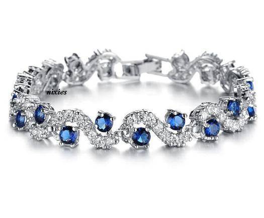 DRAMATIC SAPPHIRE & DIAMOND  SWAROVSKI TENNIS BRACELET