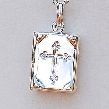 CHARMING "BIBLE WITH CROSS" LOCKET CHARM - 925 SS