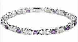 AWESOME 5.34CTW AMETHYST & OPAL 925 SS BRACELET