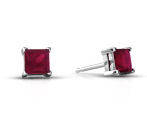 ELEGANT STERLING SILVER RUBY STUD EARRINGS