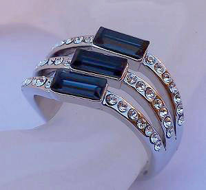 ELEGANT BLUE & WHITE SAPPHIRE RING - SIZE 7(O)