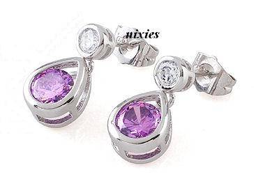FEMININE DEEP AMETHYST CRYSTAL DROP EARRINGS