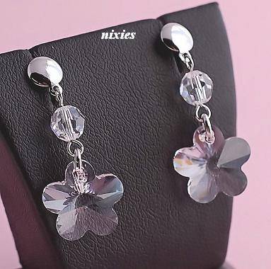 CLEAR WHITE SWAROVSKI CRYSTAL DANGLING EARRINGS