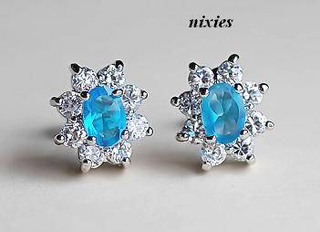 AWESOME AQUAMARINE & WHITE SAPPHIRE EARRINGS