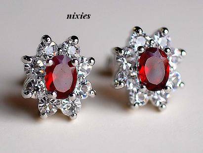 AWESOME RUBY & WHITE SAPPHIRE EARRINGS