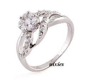 AWESOME PAVED DIAMOND FLOWER ENGAGEMENT RING - SIZE 7(O)