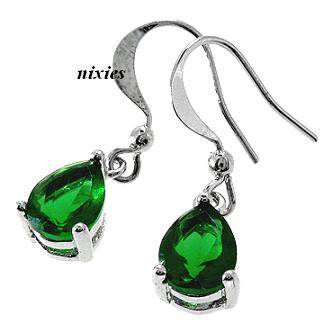 TRENDY WHITE GOLD EMERALD EARRINGS