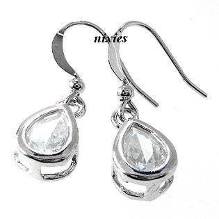 CUTE WHITE GOLD CLEAR HEART EARRINGS
