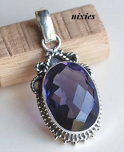LOVELY SOLID SILVER AMETHYST PENDANT