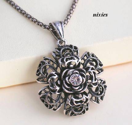 BEAUTIFUL TIBETAN FLOWER  NECKLACE WITH ANTIQUE FINISH