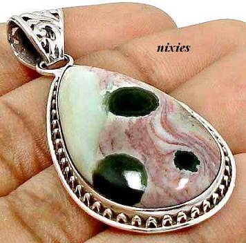 LOVELY 28CTS OCEAN JASPER PENDANT - 925 STERLING SILVER
