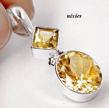 "EYE CATCHING" SOLID SILVER NATURAL CITRINE PENDANT