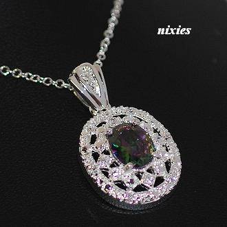 ATTRACTIVE MYSTIC TOPAZ STERLING SILVER NECKLACE