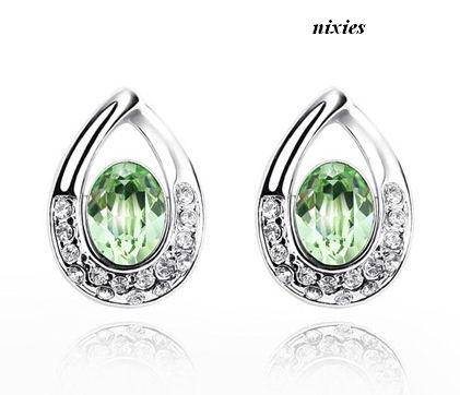 STUNNING PAVED PERIDOT SWAROVSKI STUD EARRINGS