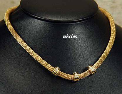 ELEGANT GOLD EP MESH CHOKER WITH CRYSTALS