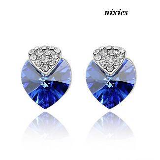 DAZZLING TANZANITE SWAROVSKI HEART STUDS