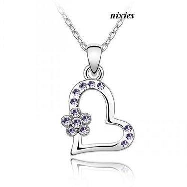 CUTE AMETHYST SWAROVSKI HEART NECKLACE