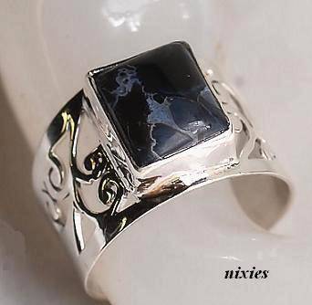RARE PIETERSITE PURE 925 STERLING SILVER RING - SIZE 8(Q)