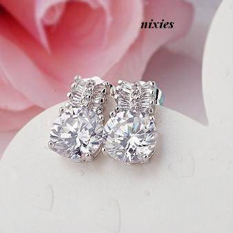 ELEGANT WHITE GOLD DIAMANTE STUD EARRINGS