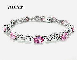 ATTRACTIVE WHITE GOLD EP PINK & WHITE SAPPHIRE BRACELET