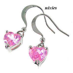 DARLING WHITE GOLD EP PINK HEART EARRINGS