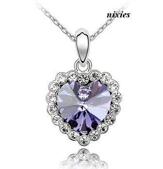 GORGEOUS AMETHYST SWAROVSKI HEART PENDANT on chain