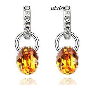 ELEGANT COGNAC CITRINE SWAROVSKI EARRINGS