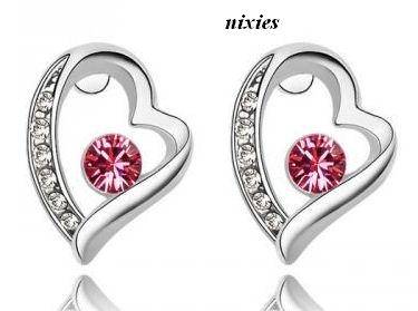 DARLING PINK SWAROVSKI HEART EARRING STUDS