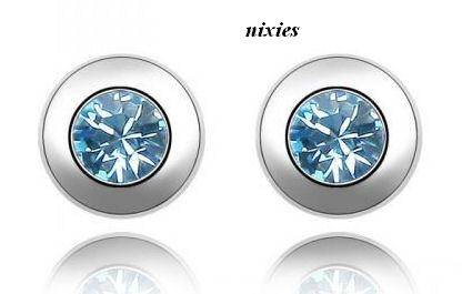 GORGEOUS DAINTY BLUE TOPAZ SWAROVSKI EARRING STUDS