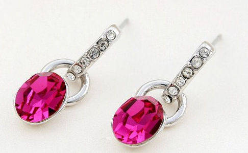ELEGANT RUBELLITE GARNET SWAROVSKI EARRINGS