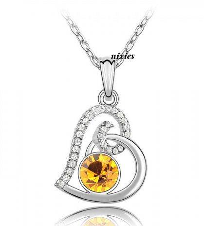DAZZLING CITRINE SWAROVSKI PENDANT on chain