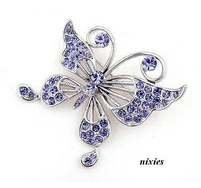 BEAUTIFUL AMETHYST SWAROVSKI BUTTERFLY BROOCH