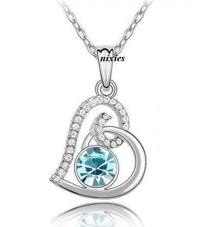 DAZZLING BLUE TOPAZ SWAROVSKI PENDANT on chain