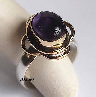 LOVELY TWO TONE AMETHYST RING - SIZE 6(M)