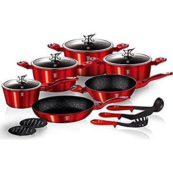 Berlinger Haus - 15 Pieces Cookware Set, Burgundy Metallic Line ( PLEASE READ BEFORE BIDDING)