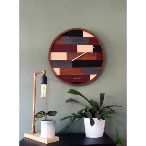 Nextime 45 cm Patch Wood Silent Round Wall Clock  (READ THE DESCRIPTION)