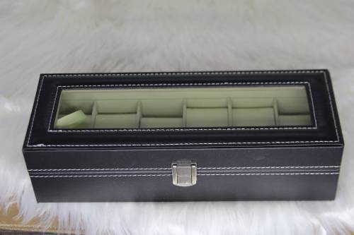 Jack Brown Luxury 6-Slot Leather Watch Display Box - Black (DISPLAY ITEM)