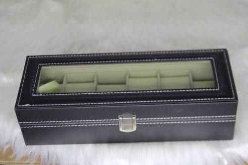 Jack Brown Luxury 6-Slot Leather Watch Display Box - Black (DISPLAY ITEM)