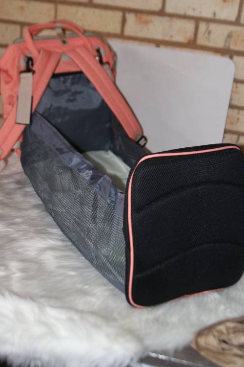 Multi-functional baby diaper bag & Bed - Peach