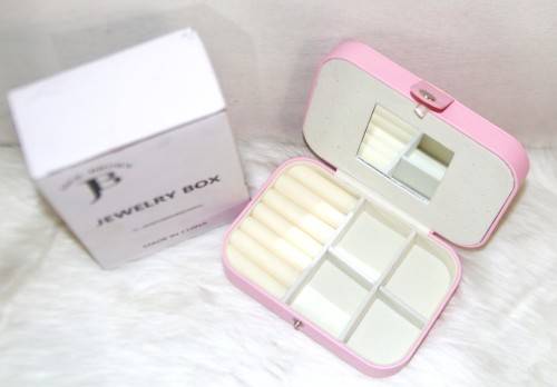 Jack Brown 2-Layer PU Leather Jewellery Display Box with Mirror - Pink